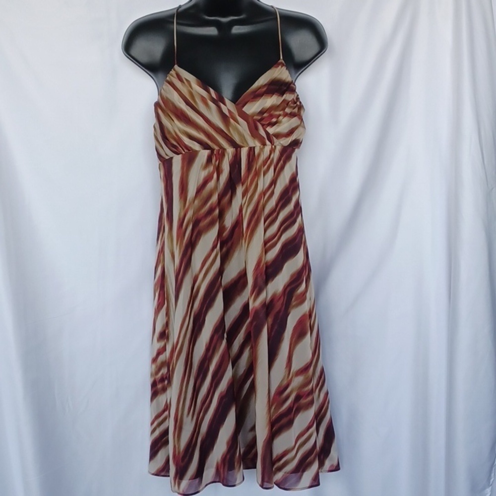 Ann Taylor Babydoll Mini Dress Striped Spaghetti Strap Silk Women's 10P NWT